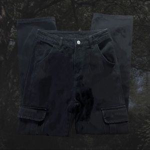 High Waisted Straight Leg Cargo Jeans :p